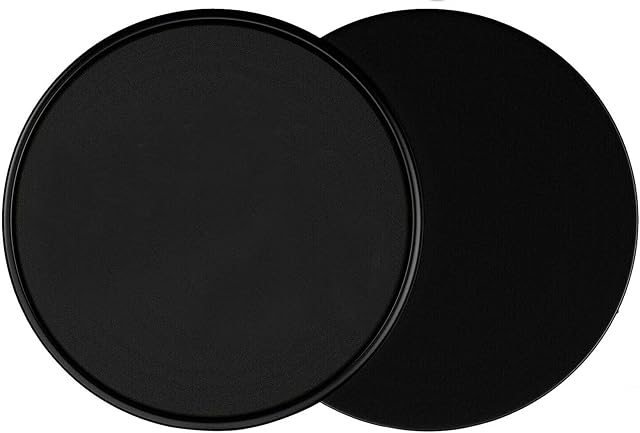Gemx Core Sliders for Abdominal Exercise-Dual Sided Exercise Sliders Discs Use on Carpet and Hard Floors-Set of 2 Gliding Discs Yoga Aerobics Muscle Shaping Workout Gym Home Fitness Equipment- Black