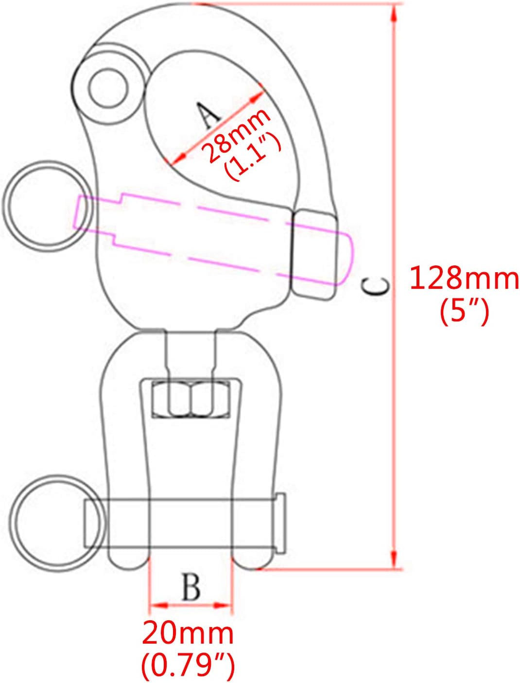 NRC&XRC Pair of Jaw Swivel Snap Shackle 316 Stainless Steel for Sailboat Spinnaker Halyard &Diving-Black - Image 5
