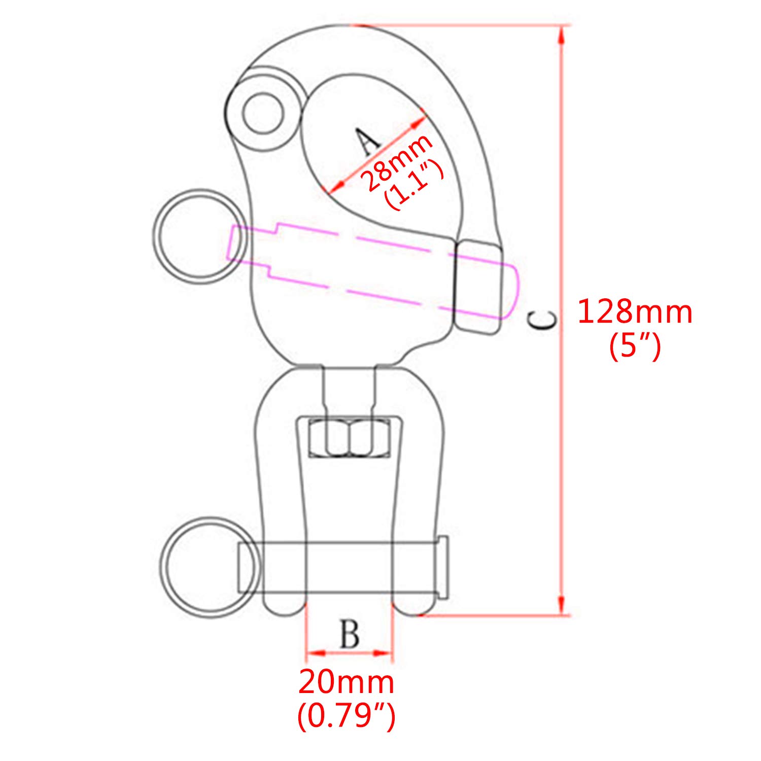 NRC&XRC Pair Jaw Swivel Snap Shackle 316 Stainless Steel for Sailboat Spinnaker Halyard &Diving