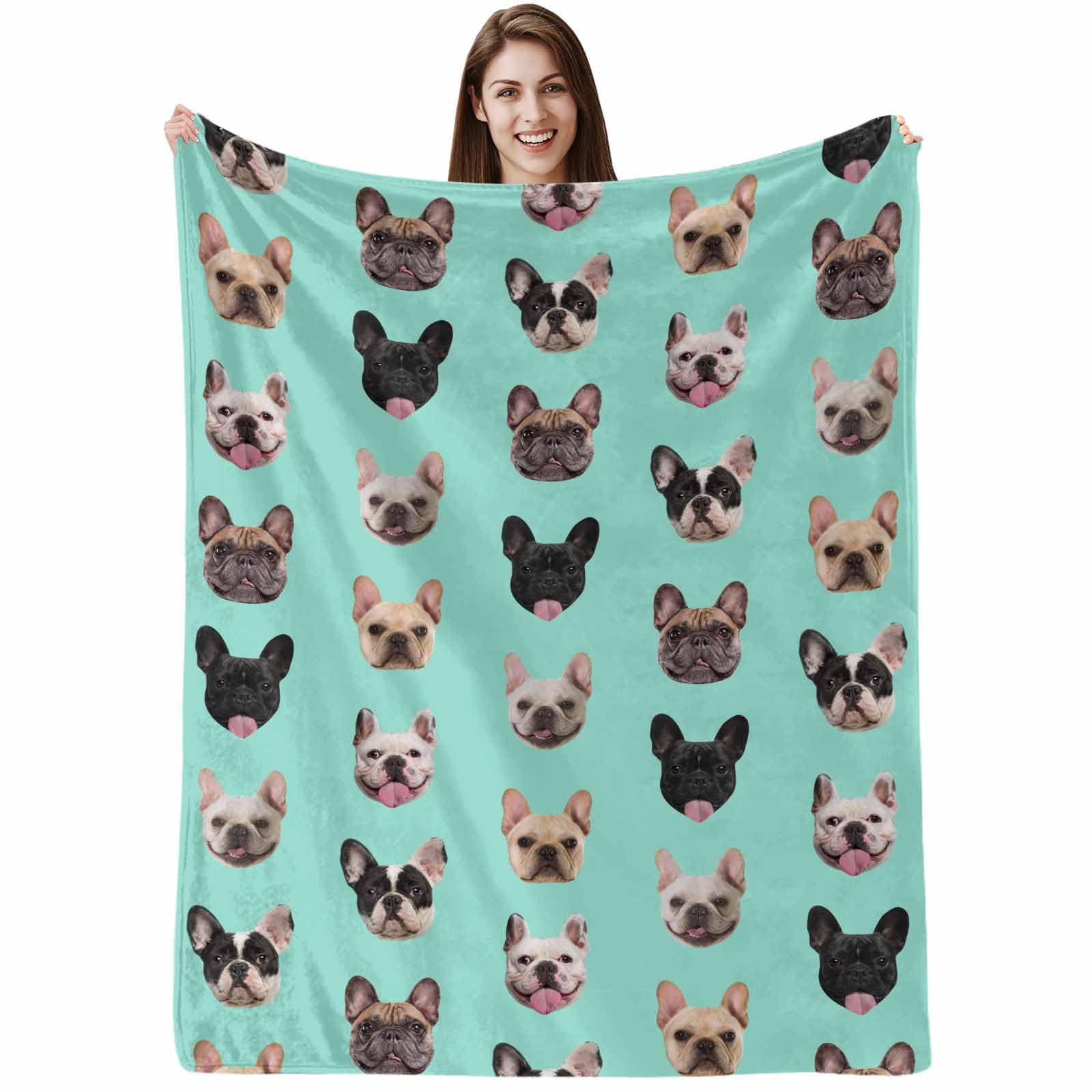 YDQHLQW Ships Next Day Custom Dog Face Blankets with Pictures Soft Personalized Puppy Blanket for Dog Dad Mom Pet Lovers Customized Funny Pet Face