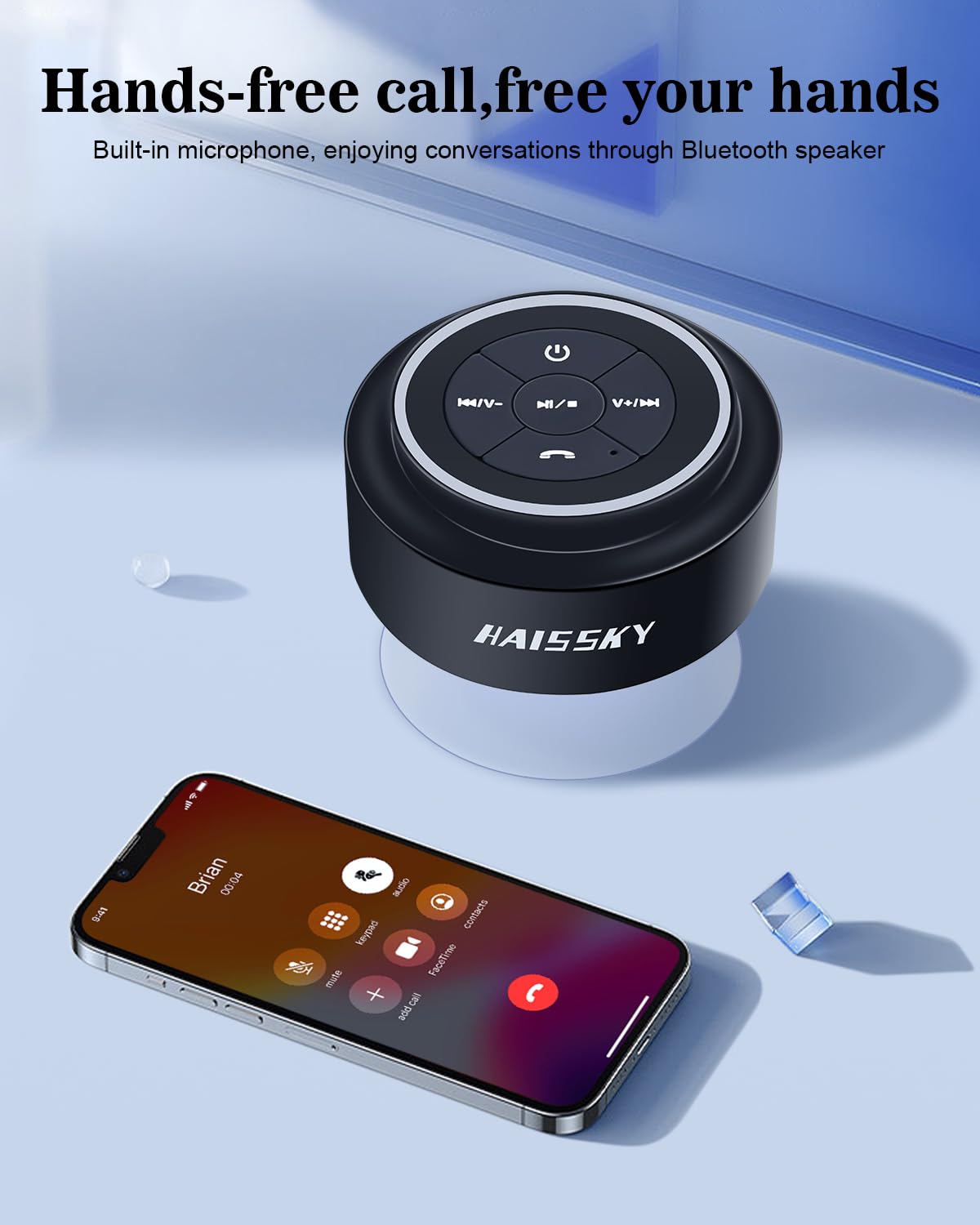 Altoparlante da doccia Bluetooth impermeabile, altoparlante portatile wireless impermeabile per piscina, altoparlante galleggiante IP67 da bagno con ventosa per campeggio, spiaggia, feste,