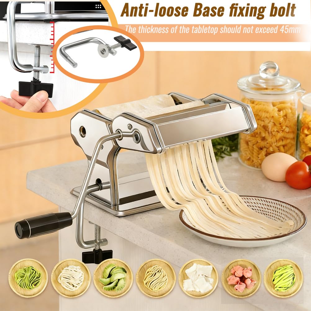 Ravioli Maker Pasta Maker - Edelstahlmaschine mit 2 austauschbaren Aufsätzen, langlebige Ausstecher für Spaghetti-Nudeln, Heimküche