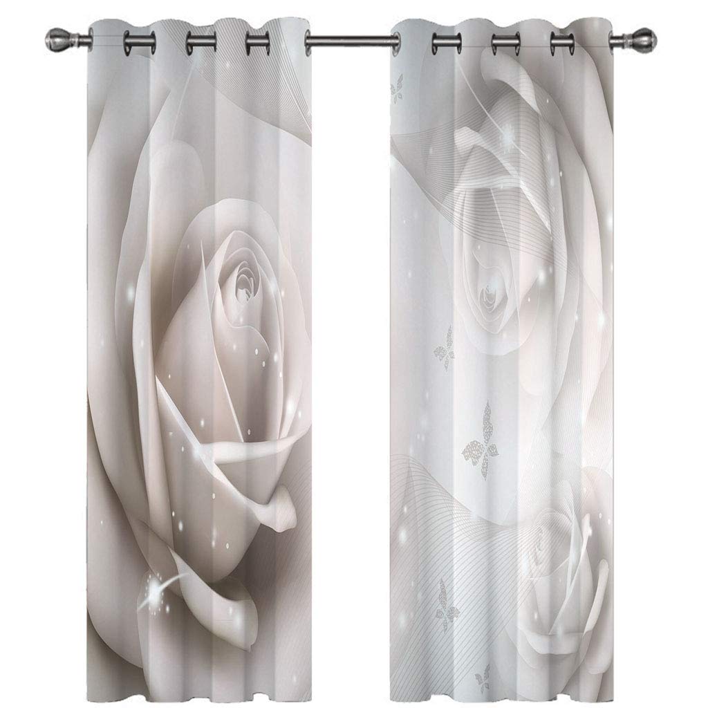 Rideau salon occultant 3D rose gris 234x230cm isolant thermique