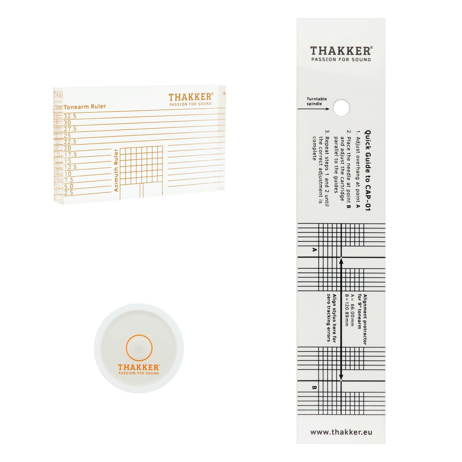 THAKKER Set 01 - Set di Allineamento con Azimut, Livella e goniometro di allineamento per Giradischi