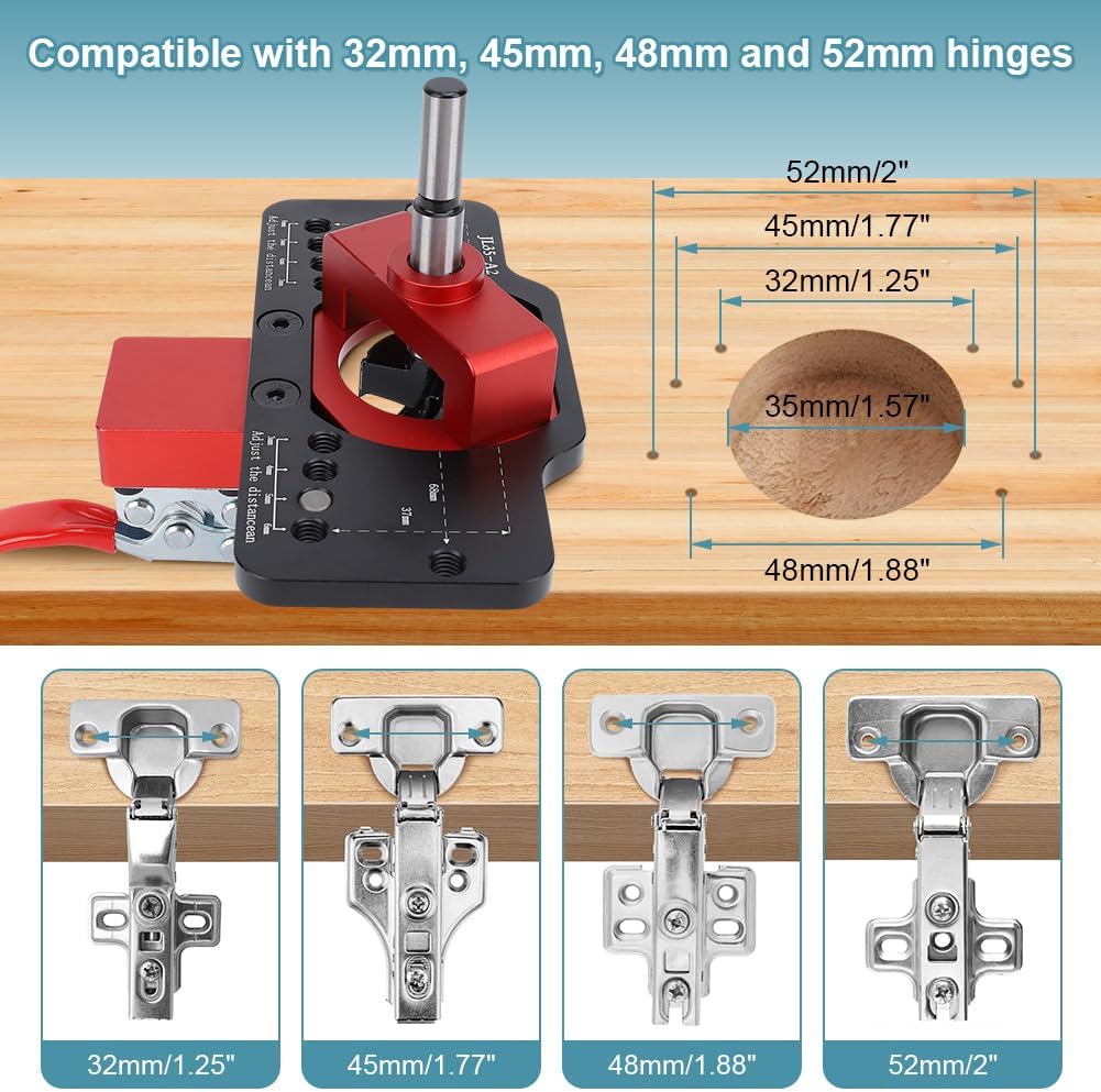 35mm Concealed Door Hinge Jig, Hinge Hole Drilling Jig, Cabinet Handle Template Tool, Accurate Locking Cabinet Hardware Use for Handles and Pulls on Drawers/Doors