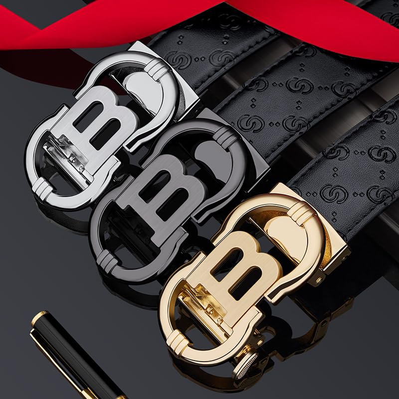 Fashion Genuine Leather Men’s Ratchet Belt Classic Dress Casual Adjustable Gift Box3