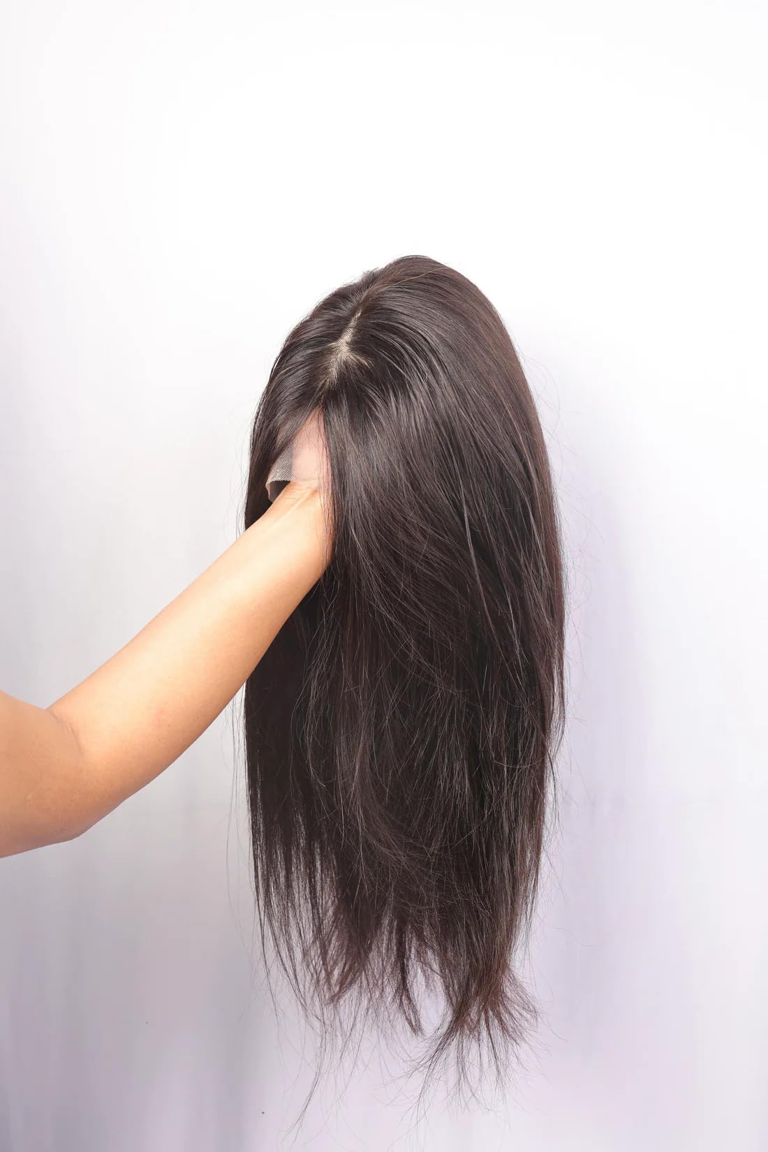 Silk Base Human Hair Topper Wig, Remy Mix, Natural Black, Long Straight Style, Clip-In Hair Piece for Women-image-35
