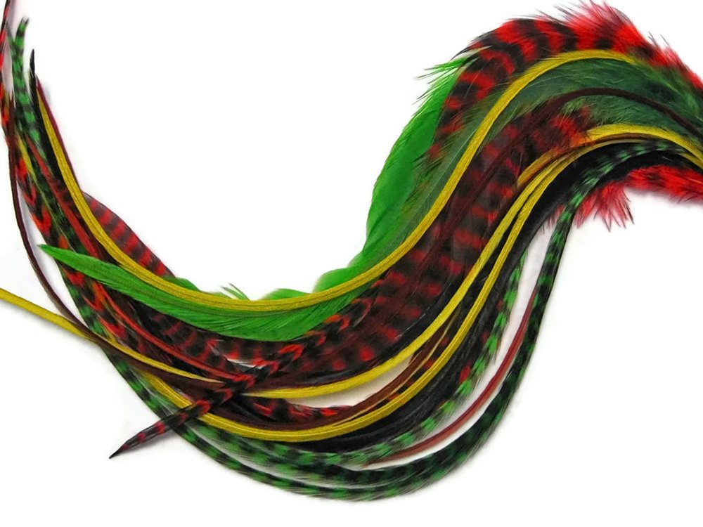 10 Pieces – Jolly Combo Mix Long Whiting Farm Rooster Saddle Hair Extension Feathers Summer Craft 7-11” | Moonlight Feather