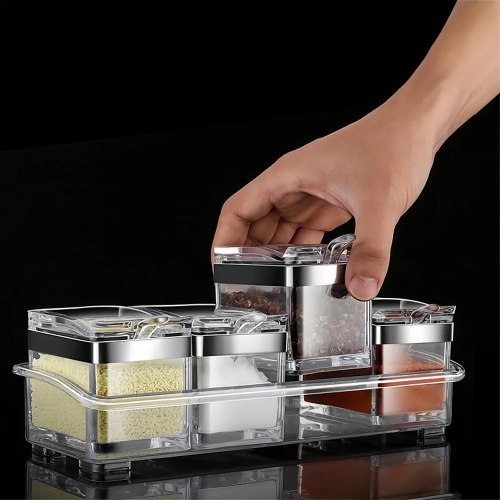 Contenedor de almacenamiento, estantes especias for cocinas, organizadores for el hogar, conjunto contenedores multifunción, caja soporte for condimentos para Especias