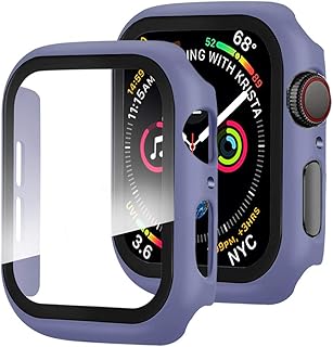 Miimall Compatible with Apple Watch 40mm Case with Screen Protector Anti-Scratch Shockproof Matte Hard Cover and Tempered Glass Screen Protector for Apple Watch 40mm Series SE 2022/6/ 5/4 Purple