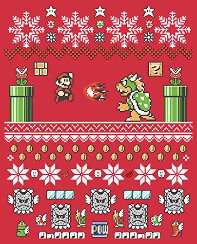 Fifth Sun Men's Nintendo Ugly Christmas Mario and Bowser Sweatshirt2
