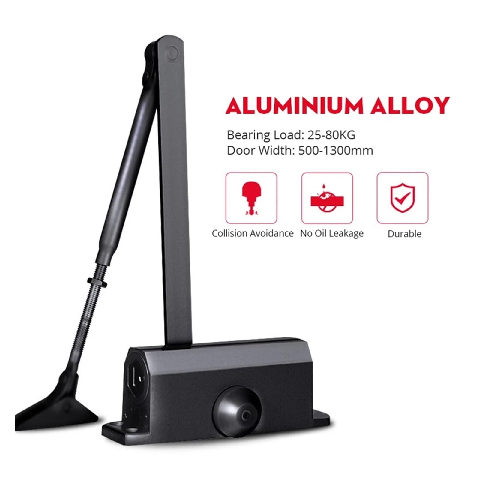 Chiudiporta automatico idraulico da 25 kg a 80 kg, velocità regolabile, attrezzatura per chiusura silenziosa, facile per uso domestico e commerciale (posizionamento argento, misura M