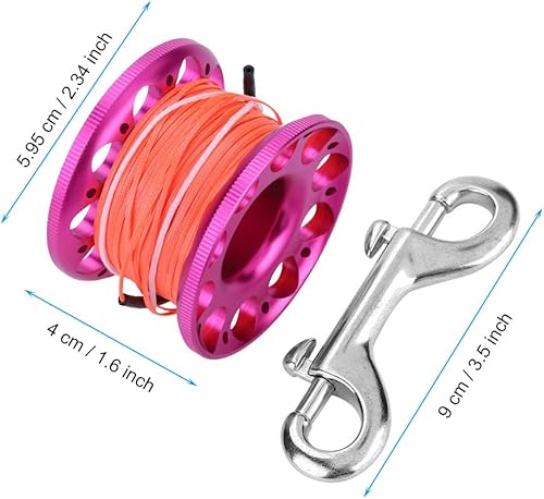 Miniatura 2 de Akozon Línea de carrete de buceo, 30M Mini carrete de aluminio con gancho de perno de acero inoxidable para dedos (negro) doble