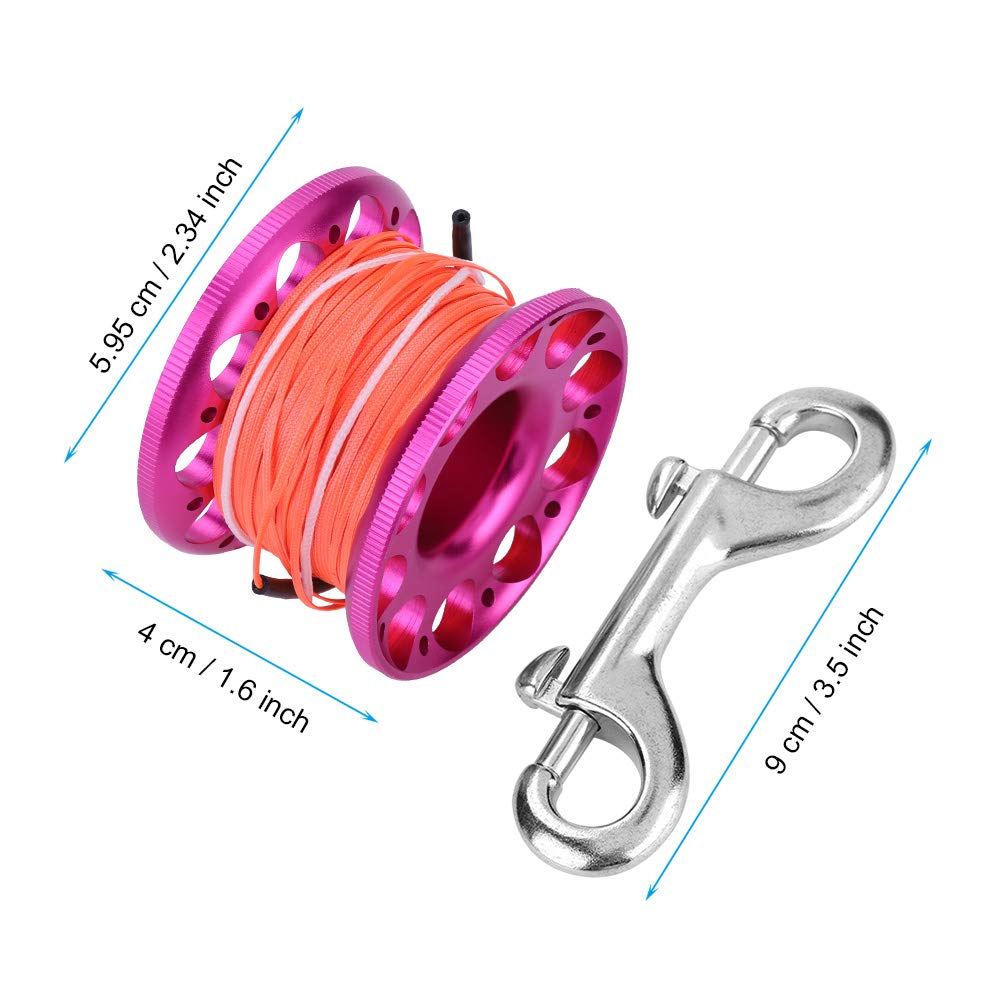 RiToEasysports Bobine de Ligne de Plongée Légère en Aluminium de 30 M avec Mousqueton en Acier Inoxydable pour la Plongée sous-Marine