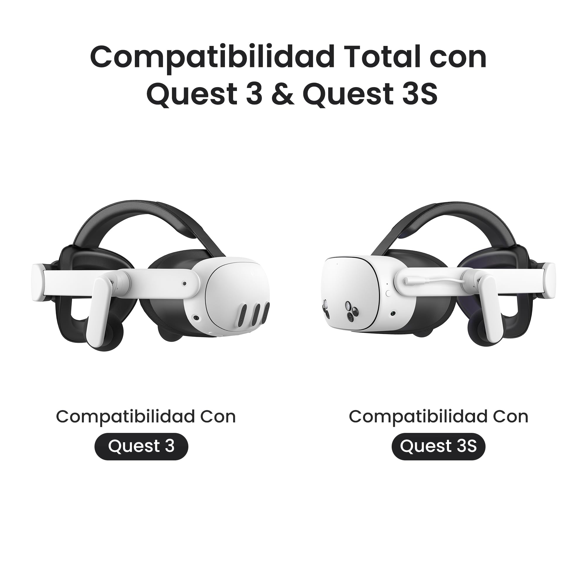 KIWI design Auditiva Correa para la Cabeza con Batería para Meta Quest 3/3S, K4 Duo Auriculares DualFast Carga Rápida, Accesorios VR con Diseño Equilibrado, Sonido Mejorado y Mayor Tiempo de Juego