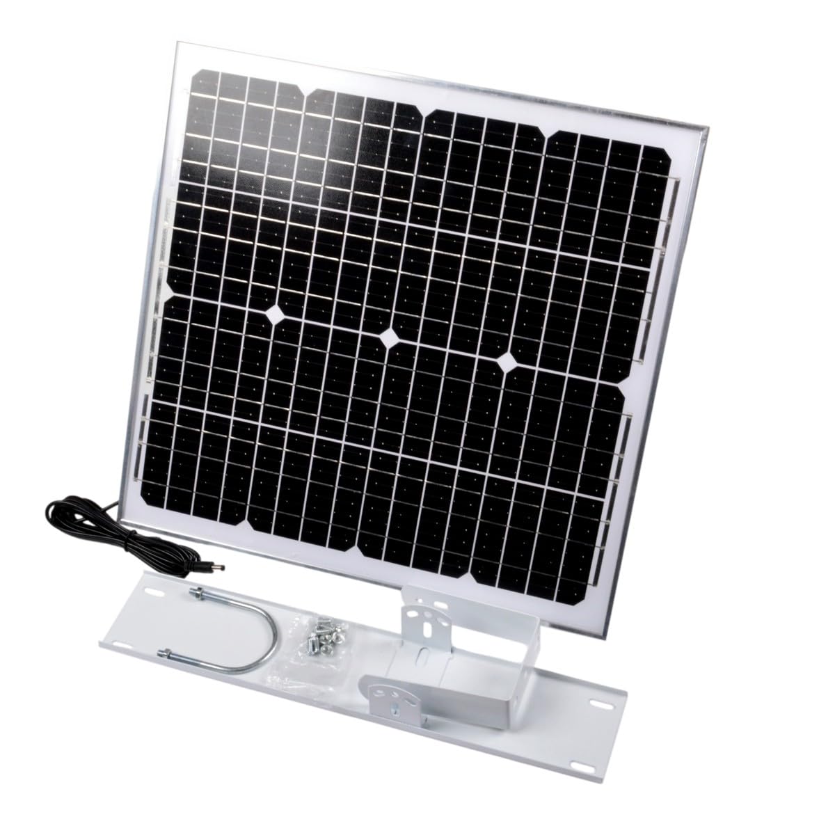 AFTERTECH Module photovoltaïque 30 W 24 V - Panneau solaire - Monocristallin 30 W 36 V Idéal pour systèmes 24 V avec connecteur DC5521 - Dimensions 414 x 429 x 16 mm - Support ftv36 v30 W