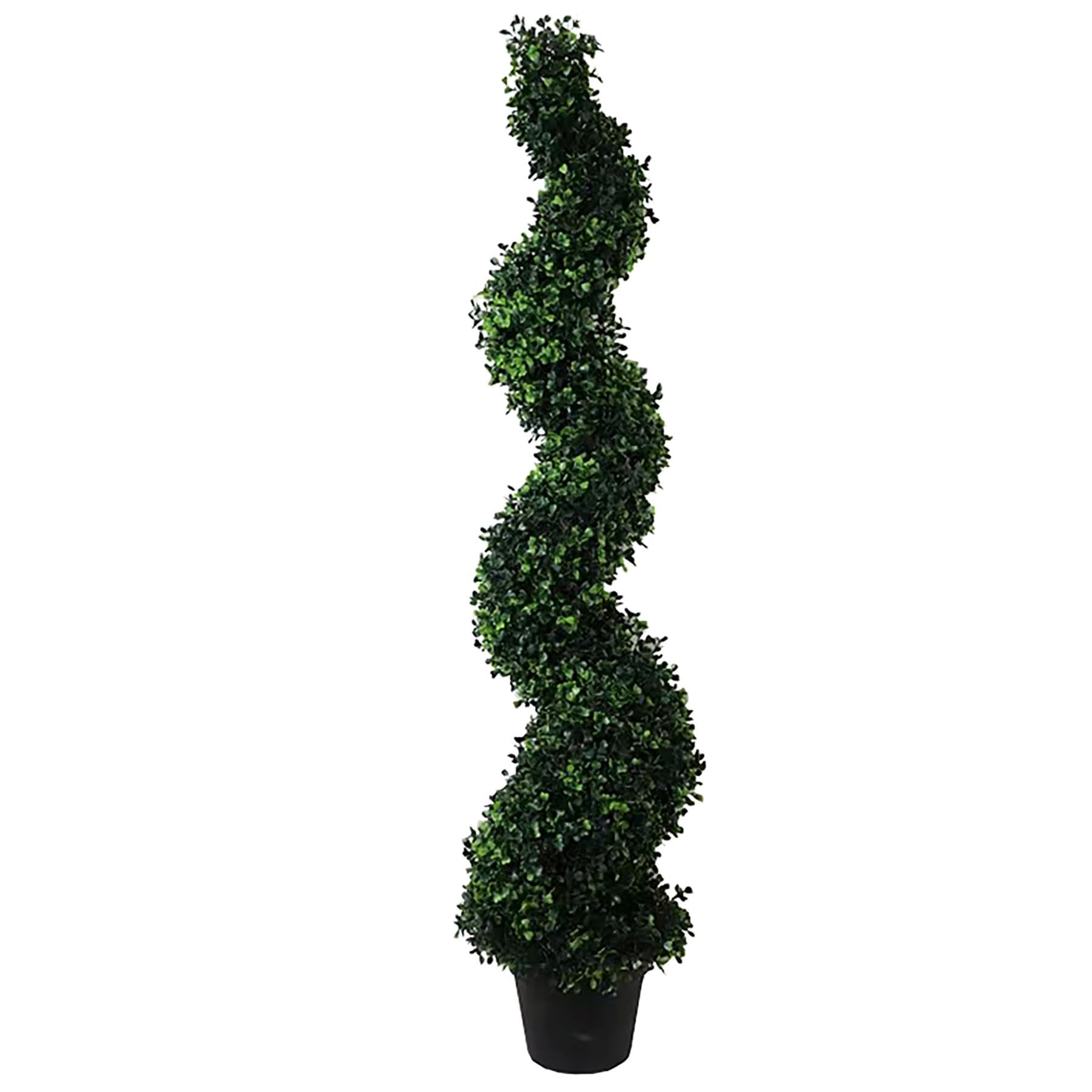 Leaf Artificial Boxwood Tower Tree Topiary Spiral Twist Metal Top Design