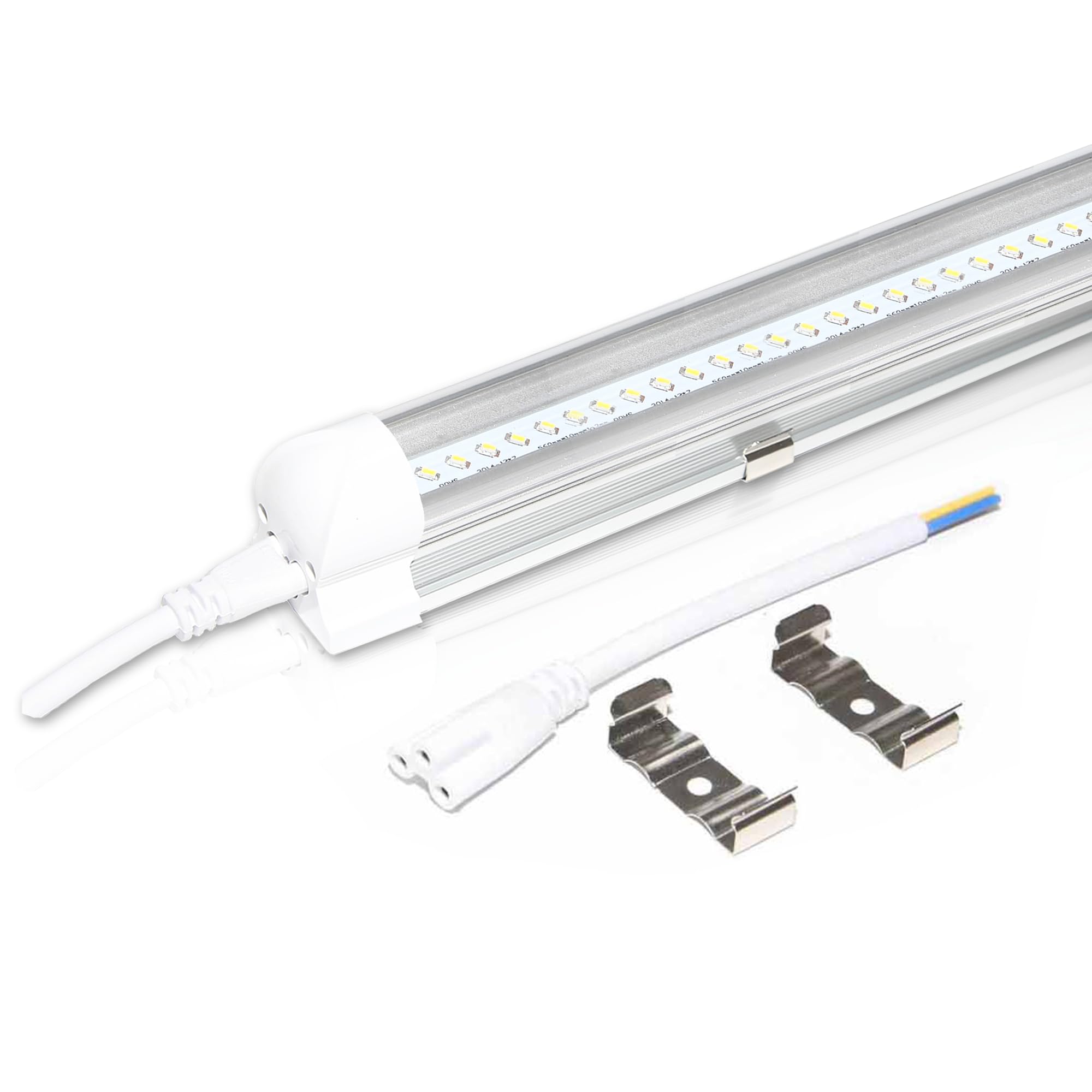 LOWENERGIE 1500 mm 5 ft Integrated LED Tube Light – Energy Saving Fluorescent Replacement with Clear Cover – 6000 K Day Light White Ceiling Mount Fitting [Energy Class E] (6000K Clear, x 2 Tubes)