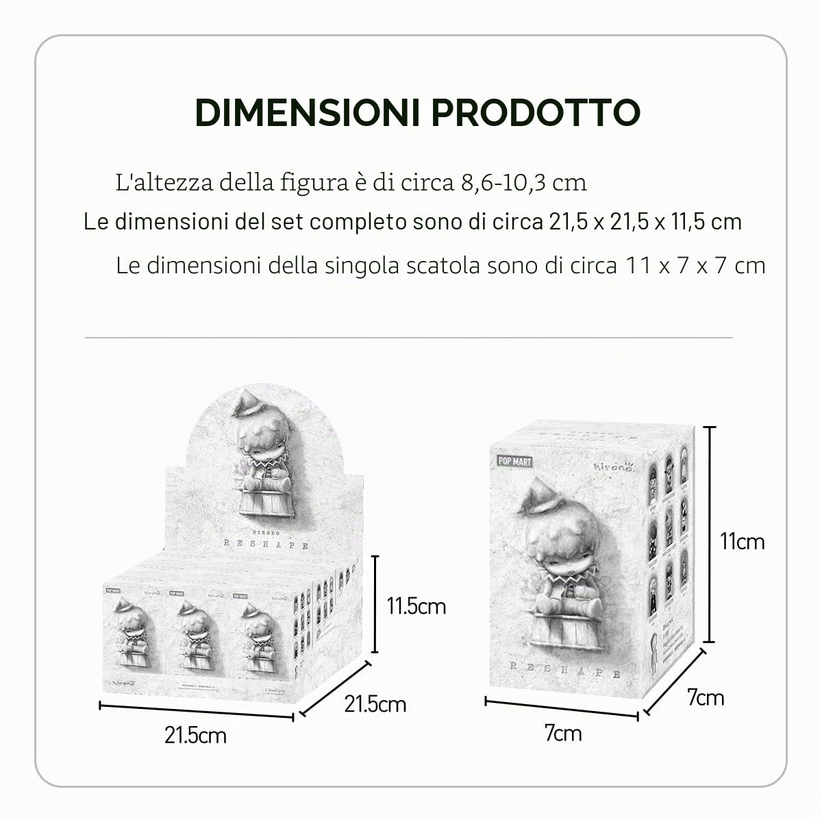 POP MART HIRONO - Set completo di figure della serie Reshape (9 scatole) personaggio articolato da 5,1 cm, design premium, regali per donne, confezione a sorpresa preferita dai fan, figura di