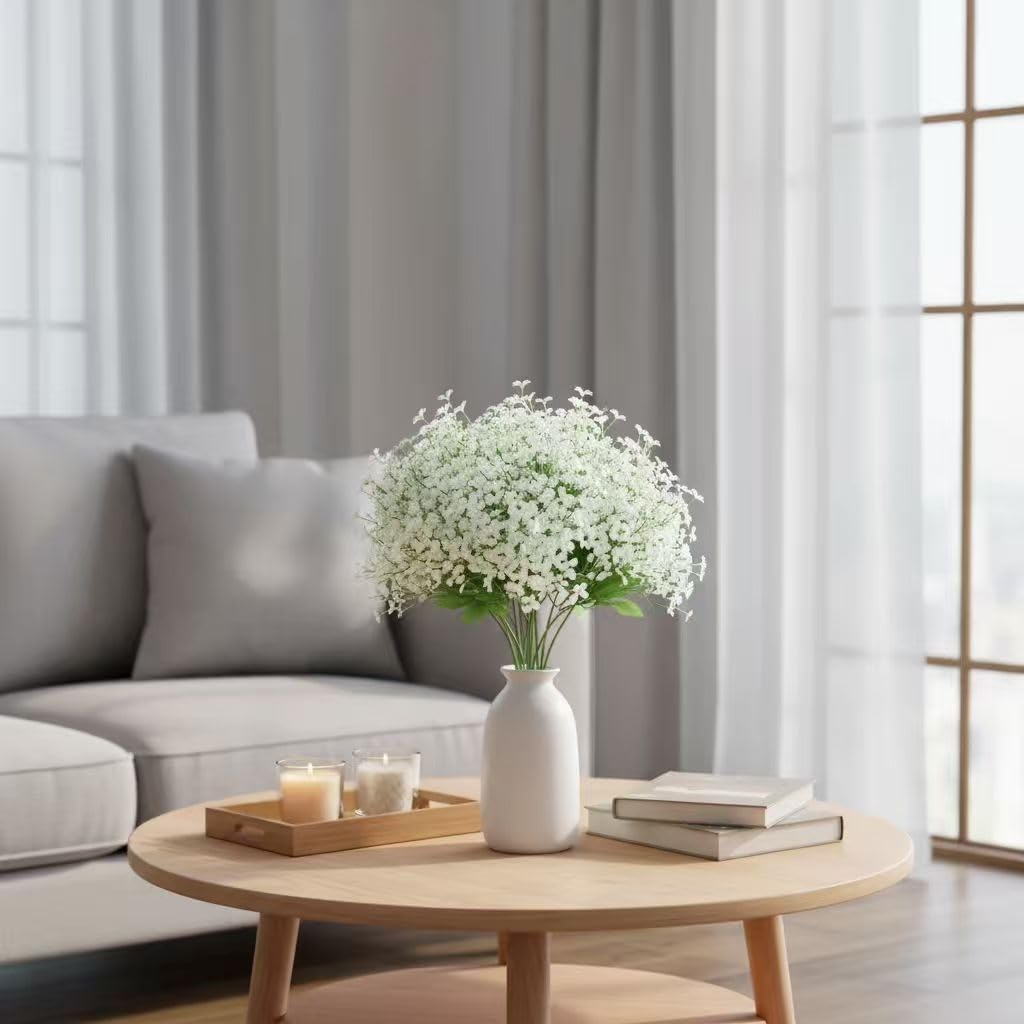 120 Pcs Babys Breath Artificial Flowers, White Babys Breath Flowers Artificial Bulk Real Touch Flowers for Wedding Party Home Garden Decoration - Image 6