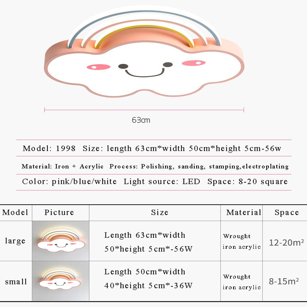 LED Deckenleuchte Regenbogen Wolke Licht Kinderzimmer Lampen Schlafzimmer Moderne Dimmbar Mit Fernbedienung Deckenlampe Kreative Designer Hängeleuchte Für Schlafzimmer Cartoon Lampen (White,60CM)