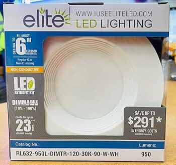 Elite Lighting RL632-950L-DIMTR-120-30K-90-W-WH - Amazon.com