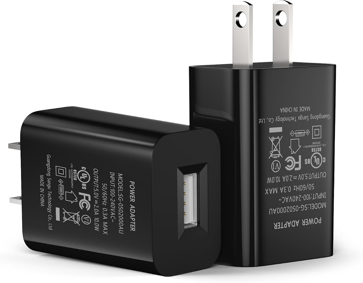 2-Pack Power Adapter for Outdoor WYZE Cam, Blink Mini, Ring Cam, Nest Black | Security Camera Charger Plug