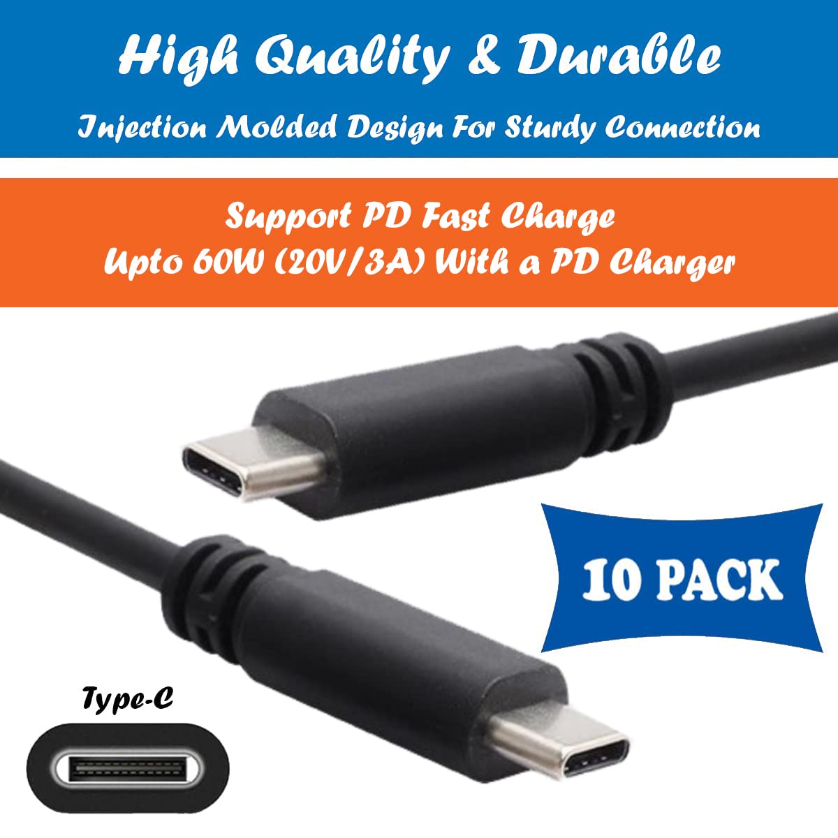 USB C auf USB C 60W Kabel 1 m, [10 Stück] Bulk USB Typ C Schnellladekabel Kompatibel mit MacBook Pro, iPad Mini 6, iPad Air 4, iPad Pro 2020 2018, Galaxy S21 S20 Ultra Note 20 36 DE