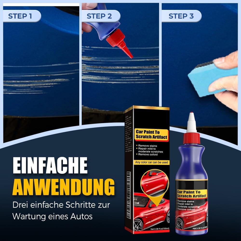 Kratzer Entferner Auto, 2026 Upgrade Auto Kratzer Entferner, Autopolitur Kratzer Entfernen, Schnelle Tiefenreparaturcreme, Lackkratzer Reparatur, Auto Kratzerentferner für Tiefe Kratzer, 100ML*5Pcs