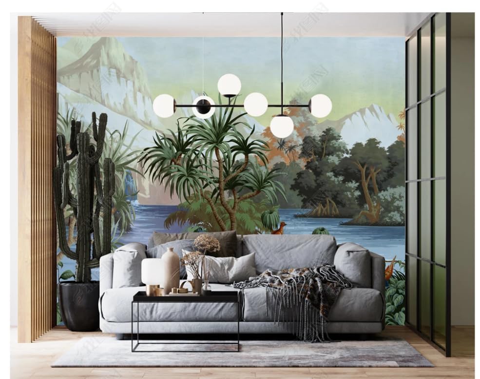 Papier peint intissé jungle et oiseau poster géant mural salon chambre adulte 200x140cm