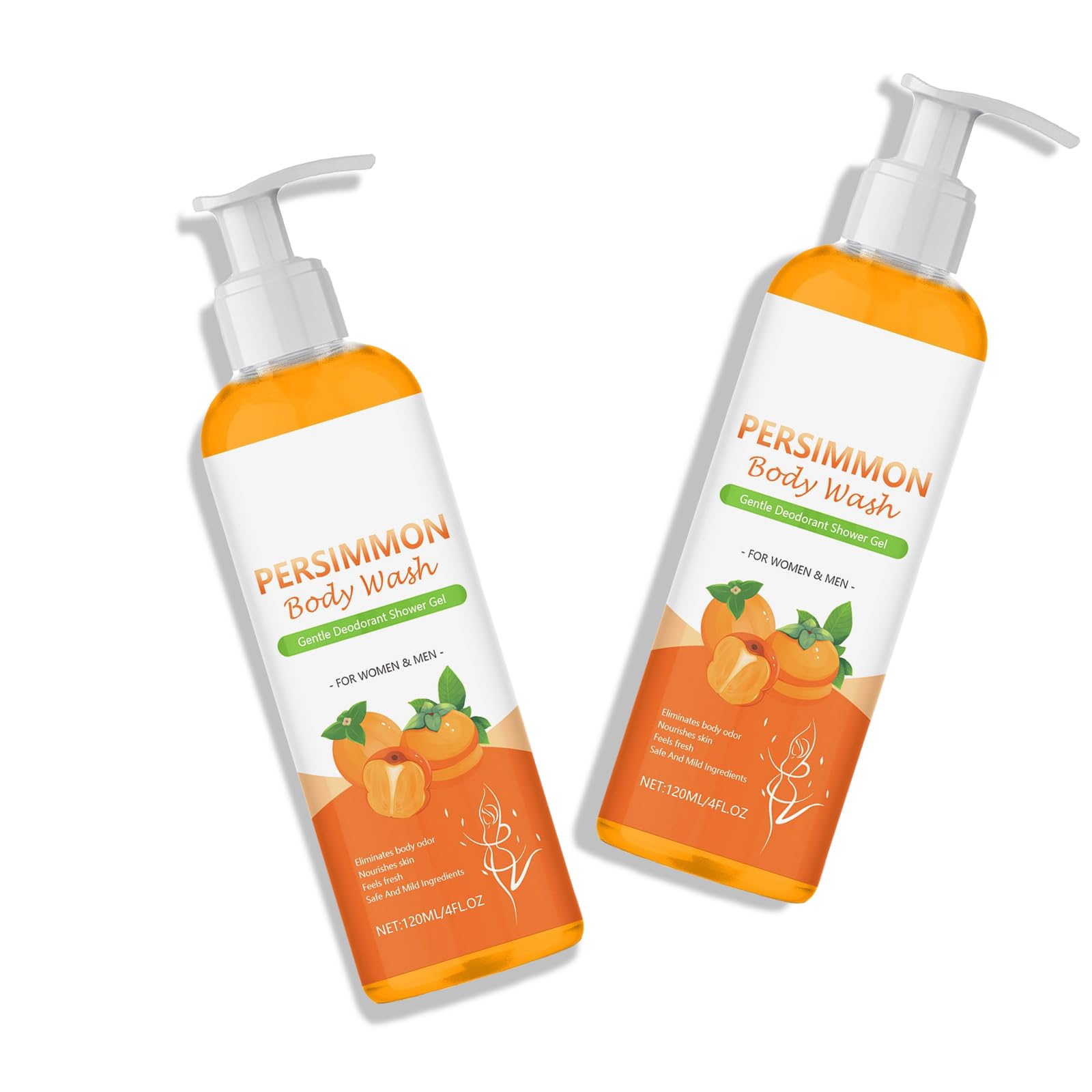 2 szt. Persimmon Żel pod prysznic, Persimmon Body Wash do kontroli zapachu ciała, do głębokiego oczyszczania i nawilżającego prysznica, odświeżający i dezodoryzujący