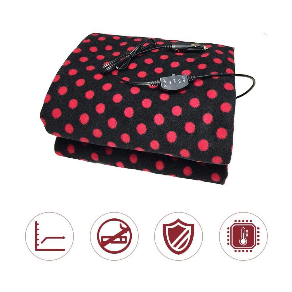 GHzzY Couverture chauffante électrique 12V pour Voiture, VUS, Camion, Bateau ou véhicule de Camping - épaissir Couverture chauffante pour Voiture à température réglable - 150x100cm