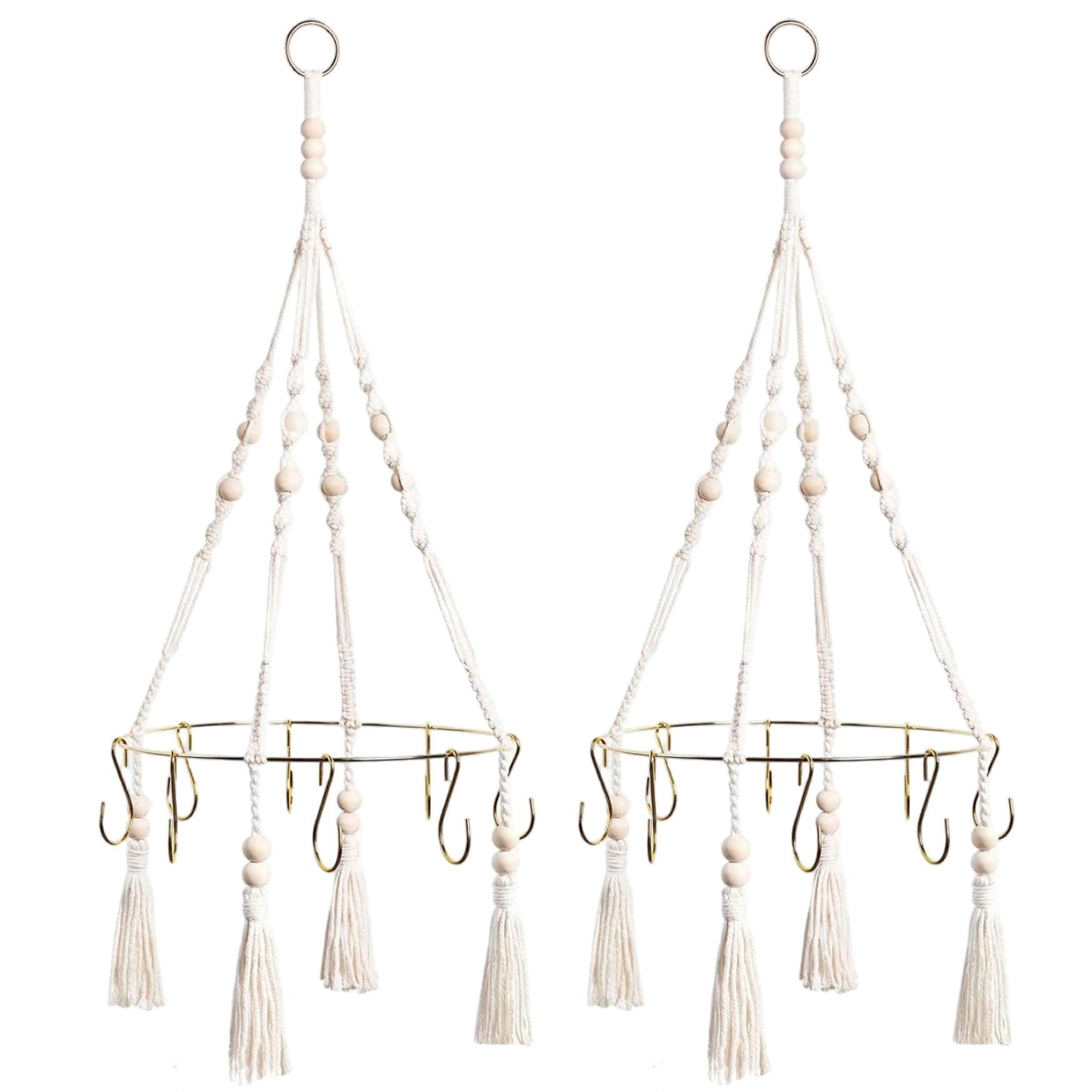 Pastoralist White 2Pcs Herb Drying Rack Hanging, Single Layer Herb Dryer, Cotton Rope Woven Flower Grass Drying Rack, Flower