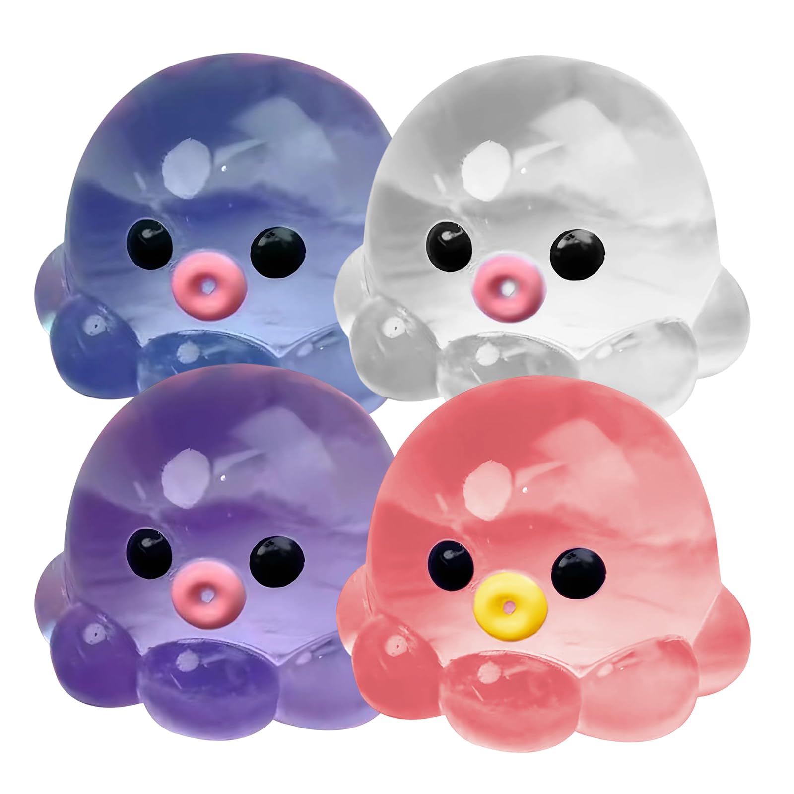 4 Pack Octopus Squishy Toys, Soft Squeeze Stress Relief Toys, Fun Sensory Fidgets Squishies for Focus and Relaxation