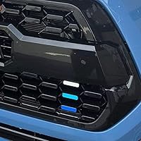 Vista 4 de iJDMTOY Adhesivo para rejilla de 3 colores, estilo retro, color blanco, azul, azul marino, compatible con Toyota Tacoma 2016-23 con rejilla TRD-Pro