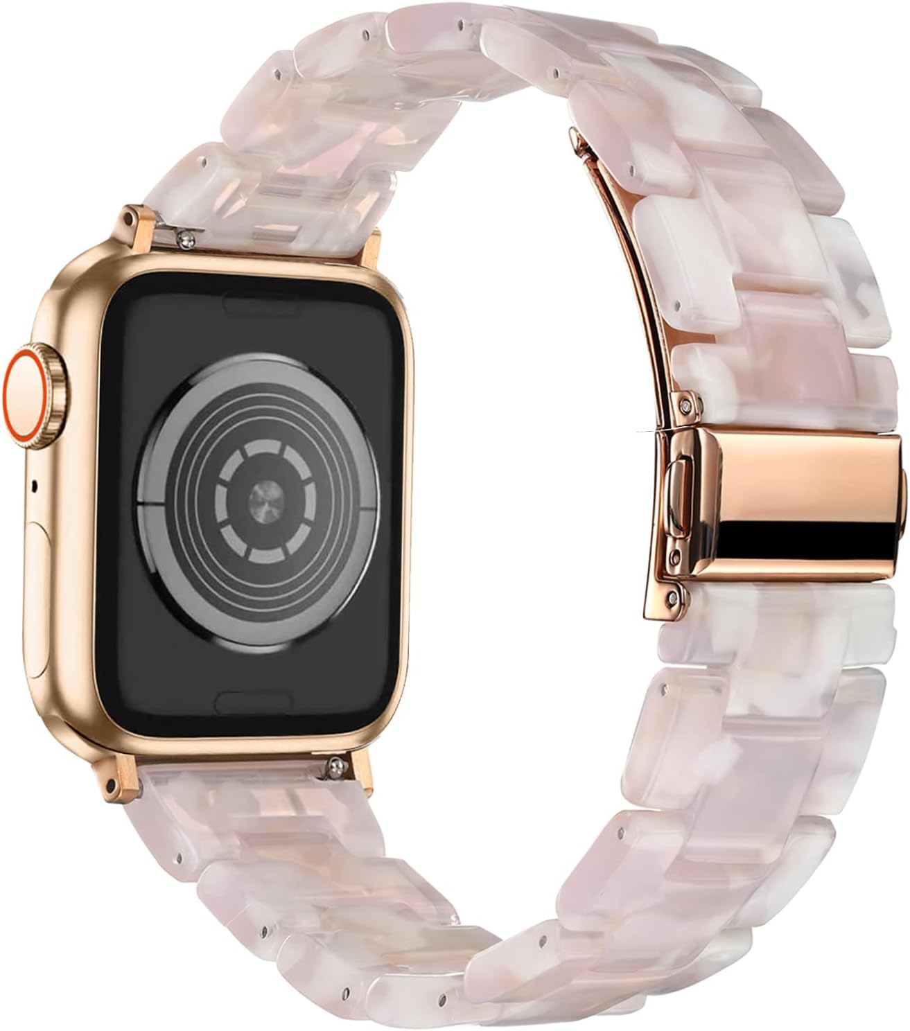 Wongeto Compatible with Apple Watch Band 38mm 40mm 41mm 42mm 44mm 45mm 49mm Women Men,Light Resin Strap Bracelet Replacement for iWatch SE Series 10/9/8/7/6/5/4/3/2/1/SE/Ultra（Flower Pink） - Image 2