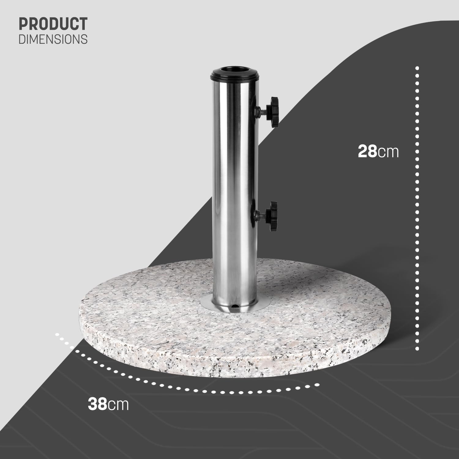 KEPLIN Parasol Base Stand 9kg, Heavy Duty Granite Patio Umbrella Holder for Garden Outdoor Furniture, Canopy, Gazebo, Awning - Image 2
