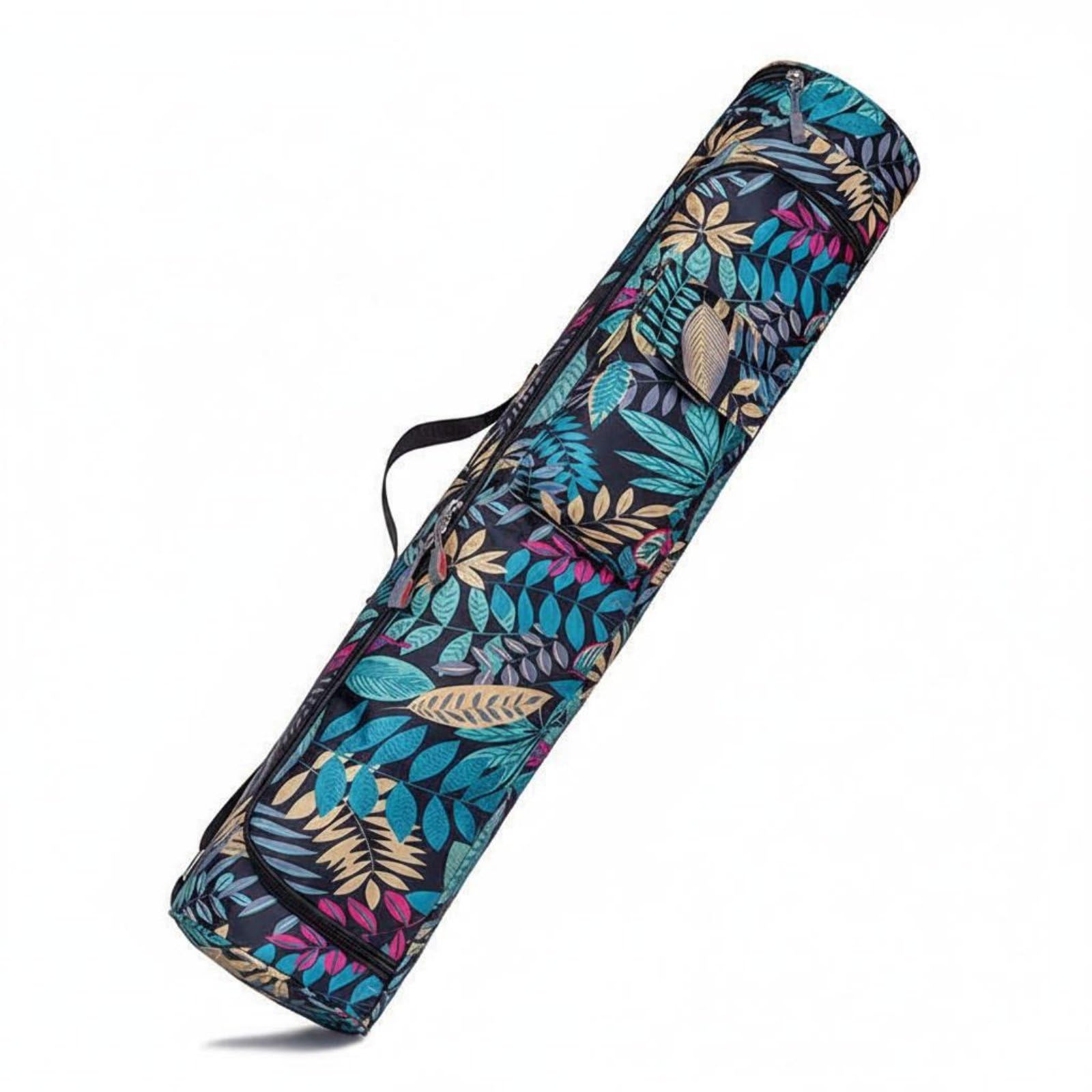 Floral Pattern Waterproof Exercise Mat Bag Zippered Cylindrical Exercise Mat Bag Thick Material Exercise Storage Lightweight for Gym, Travel, Style 5 | Sporting Goods-image-42