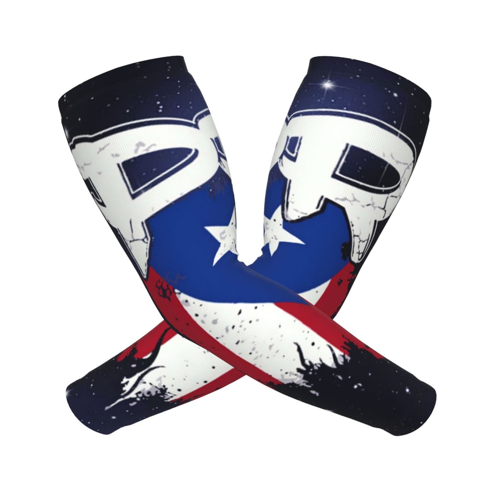AYUNIX Arm Sleeves for Men Women Puerto Rico PR Flag Boricua UV Sun Protection Sports Compression Arm Sleeves for Outdoor Protective Sports Running Golf Cycling Driving Fishing