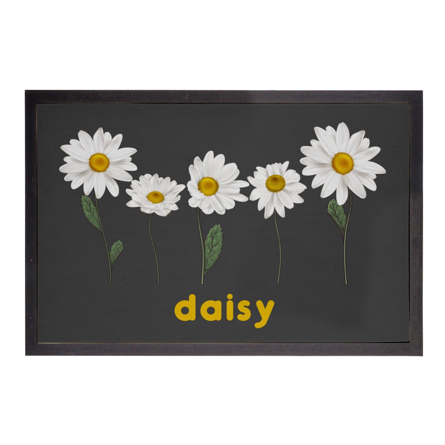 Paillasson noir Daisy White Flowers 60x40 cm chic et robuste