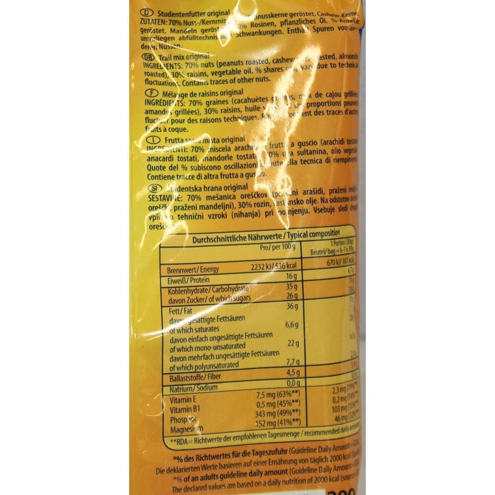 Ültje Studentenfutter mit Rosinen das original 12er Pack (12x200g Beutel) + usy Block