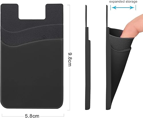 Miniatura 5 de SS Tarjetero para funda de teléfono, cartera de teléfono adhesivo de silicona para teléfono celular, adecuado para iPhone, Samsung Galaxy y