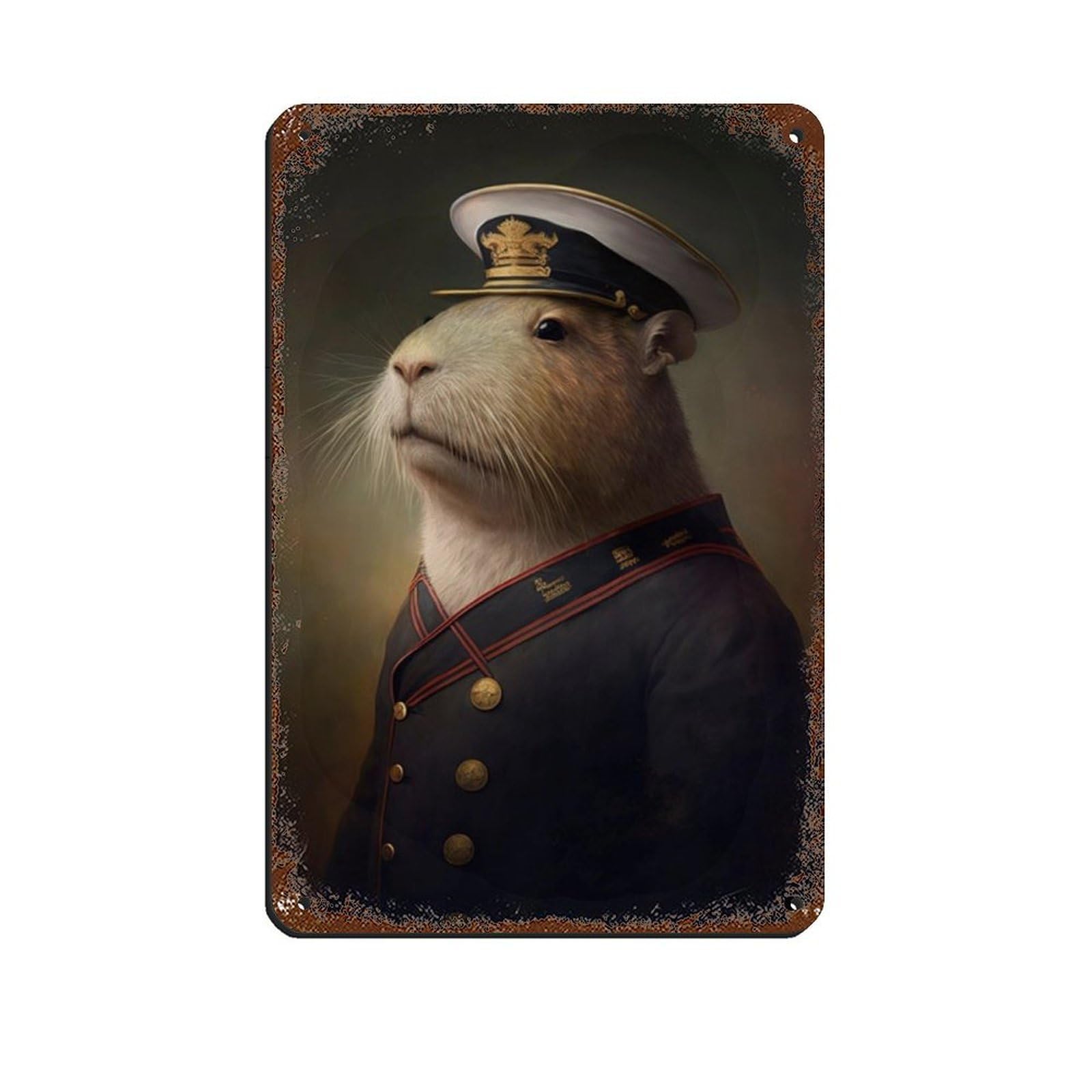 Lxwnze 20L X 30W Cm Capybara Sailor Vintage Poster Tin Sign Vintage Metal Pub Club Cafe Bar Home Wall Art Decoration Poster Retro 8X12inch(20X30cm)