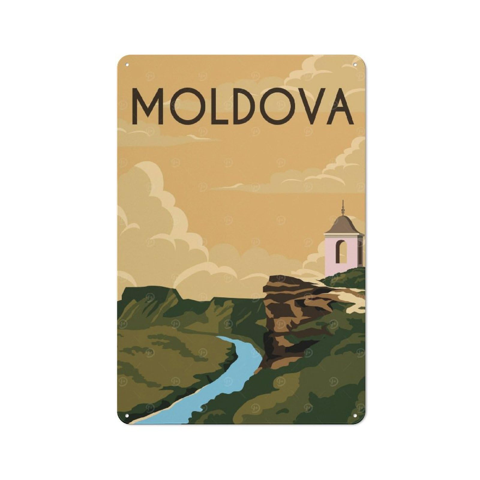 Junmoney Style-24 Tin Sign 30X20cm With Moldova Travel For Garage Wall, Retro-Style Decor, For Room Styling Across Garages And Workshops