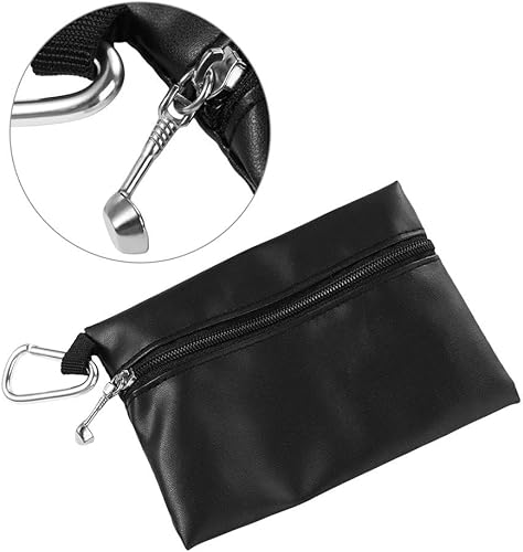 Miniatura 5 de Bolsa para camiseta de golf, soporte de cuero para pelotas de golf, bolsa de almacenamiento con cremallera de poliuretano, bolsillo con clip de