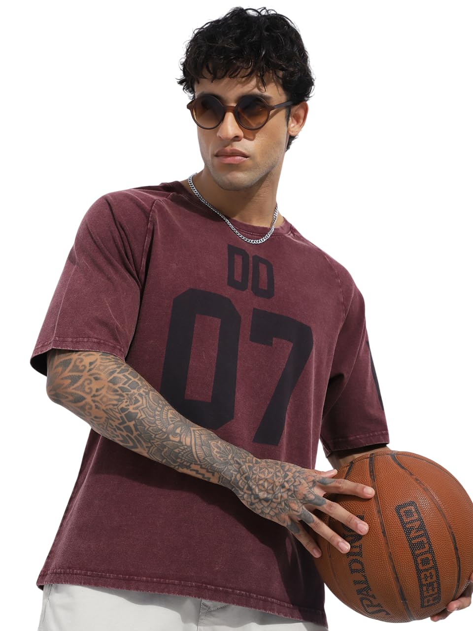 difference of opinion Men Oversized Acid Washed Raglan Sleeve Printed Tshirt-picture-57