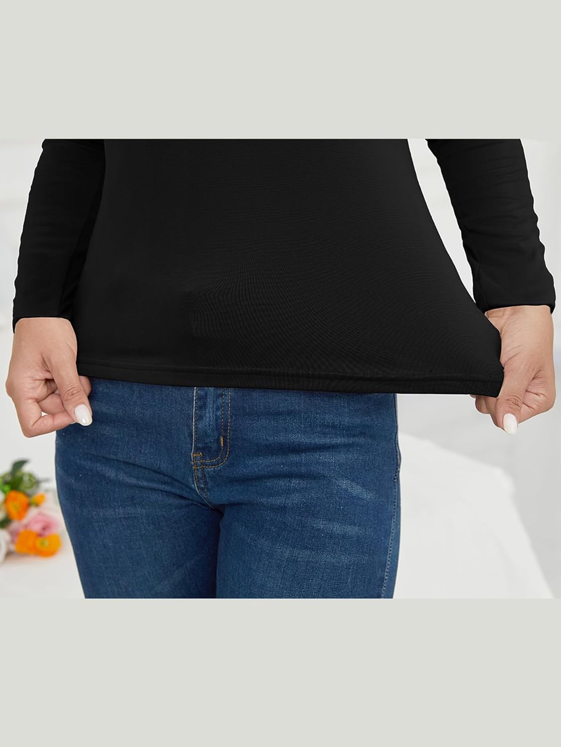 VENTELAN Women's Long Sleeve Turtleneck Shirts Fall Winter Lightweight Base Layer Solid Slim Fit Comfy Thermal Underwear Tops - Image 6