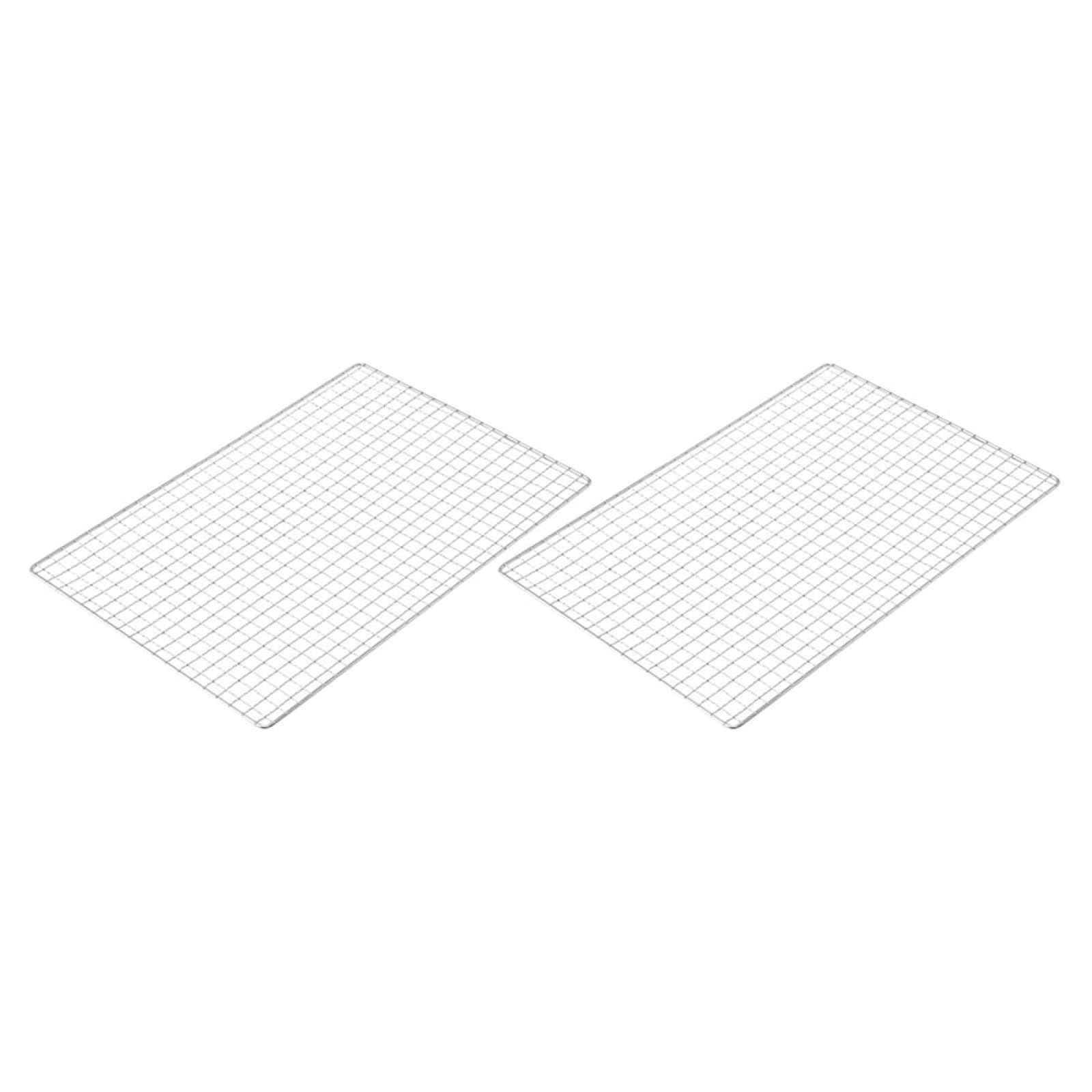 Filet de cuisson barbecue en acier inoxydable argenté, grille anti-fumée pour four, 2pcs