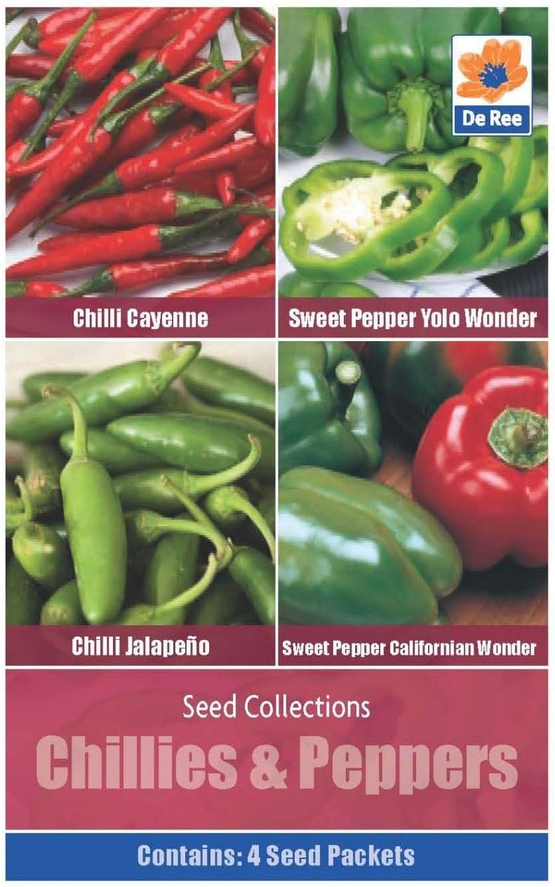 De Ree Chilli Cayenne Jalapeno Sweet Pepper Yolo Cal Wonder Vegetable / Fruit 95 Seeds C/P