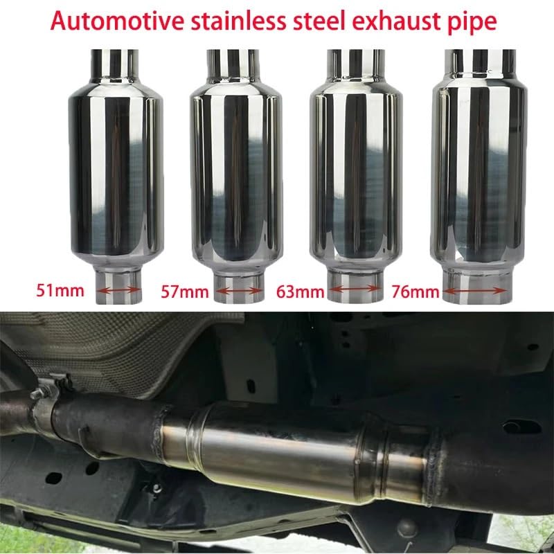 Vehicle Silencer Tłumik wydechowy samochodu Rezonator Końcówka tłumika ze stali nierdzewnej rury wydechowej Tłumik Samochodowy(57MM)